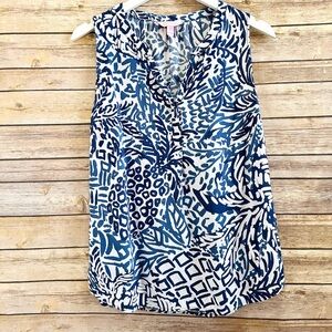Lilly Pulitzer Stacey Top Women’s Size Small Blue White Sleeveless